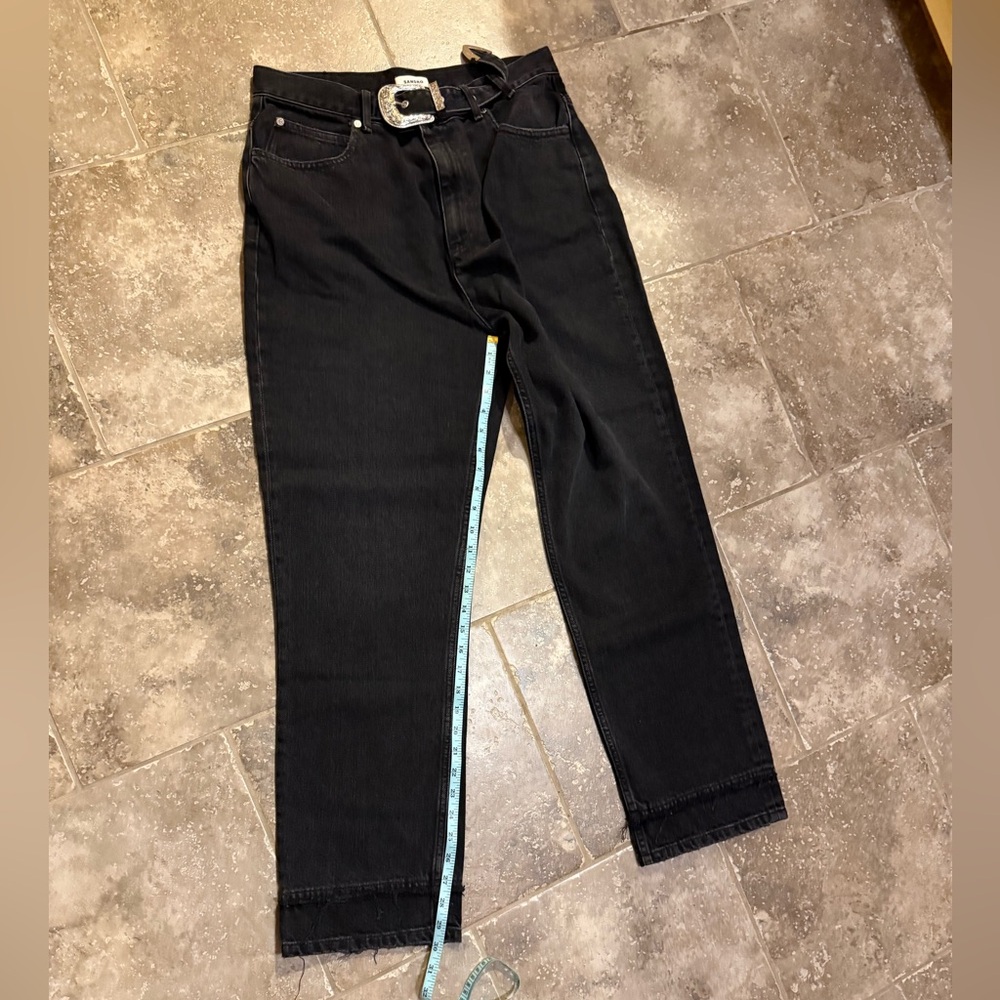 SANDRO women’s Stern Western Belted High Rise Straight Jeans in Black - Picture 9 of 16